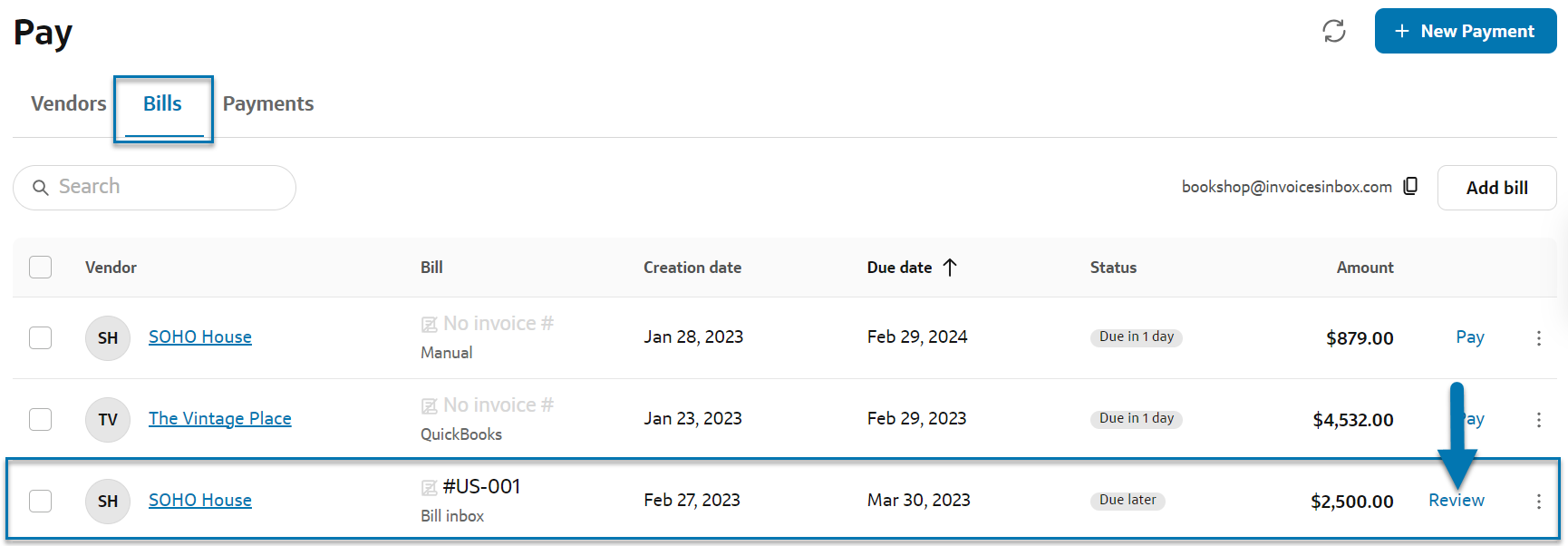 select the bill to review.png
